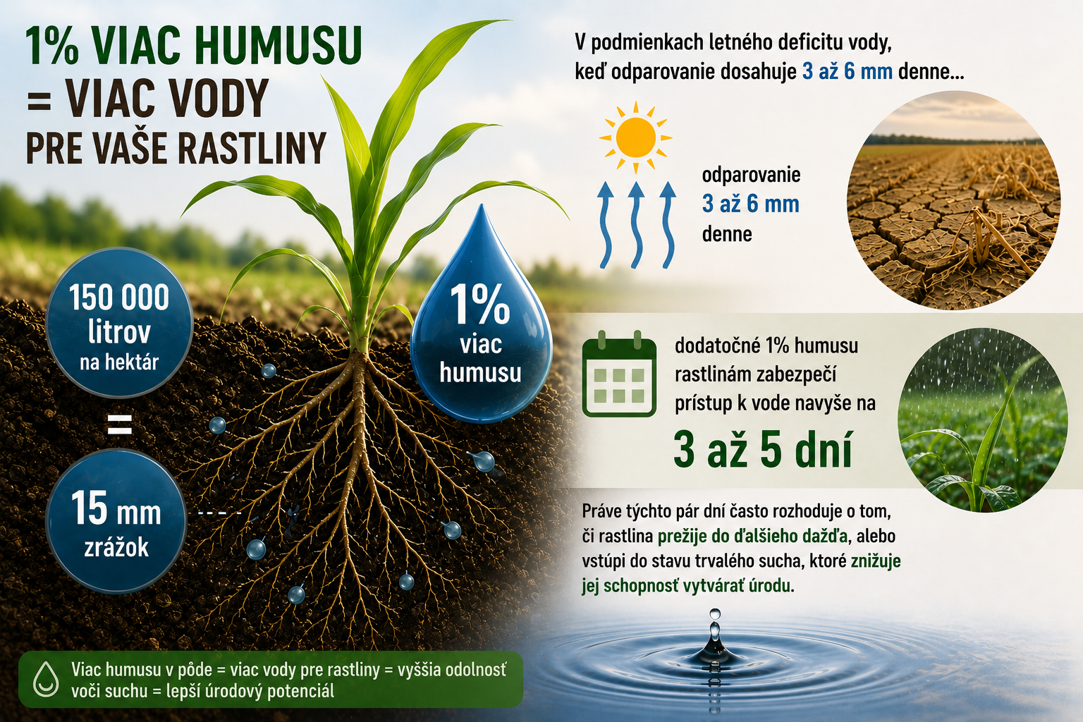 Na čo mi je humus na zadržiavanie vody v pôde, keď aj tak neprší? - Čo urobí o 1% viac humusu v pôde pre vlahu vašich rastlín